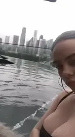 Massive Cleavage in her swimsuit