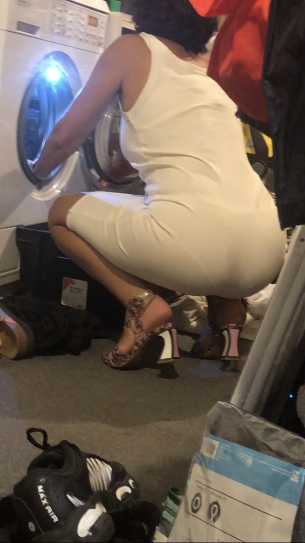My hot stepmom in her dress caught