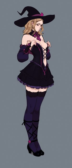 A cute perky witch wishing she knew a spell for bigger boobs. I think they’re perfect.