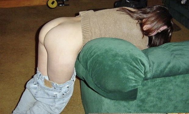 Bent over