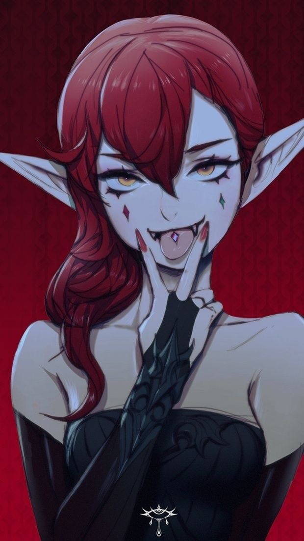 Sexy vampire elf alluring a victim.