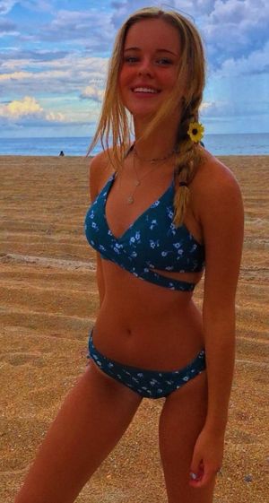 Cute teen blue bikini