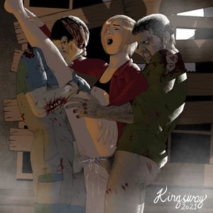 Two zombies fucken the brains out of some blonde.