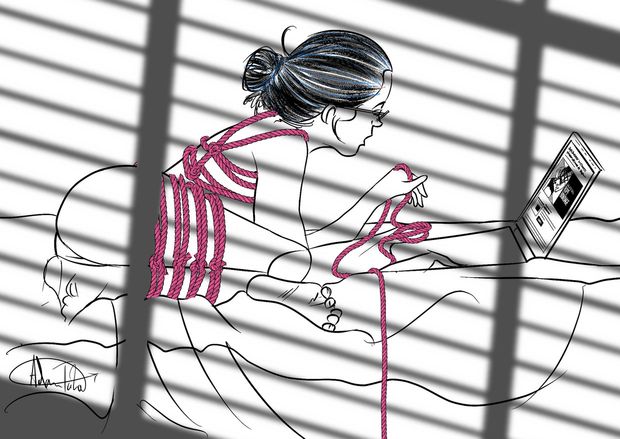 Bondage rope - she's learning to surprise her Daddy....