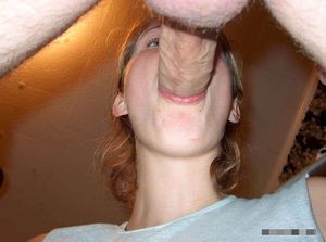 Amateur brunette sucking on a fat cock