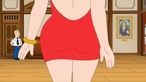 Francine in sexy, red dress - sexy walking in courtroom!