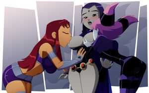 “Starfire and Jinx sucking on Raven’s boobs” by RavenRavenRaven
