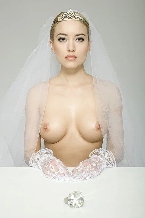 bride wedding dress showing her tits