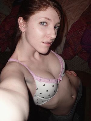 Sweet nipples nestle for warmth behind little brabow.