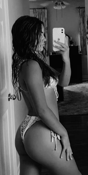 Brunette with bikini hungry bum