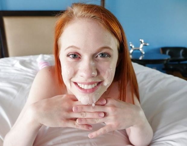 A beautiful cum splattered redhead