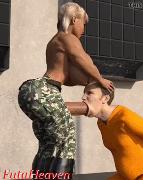 Beatuy Futa Lady with Monstercock uses guys throat