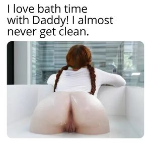 Daughter gets dirty in bath