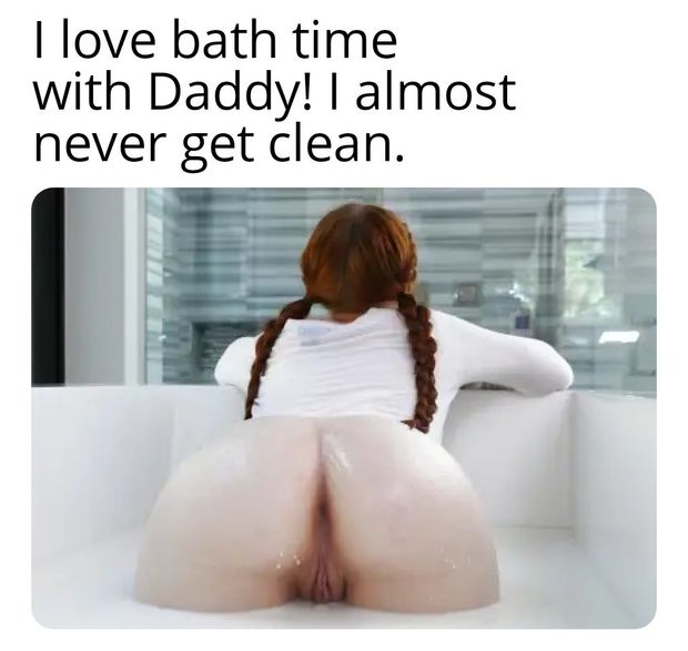Daughter gets dirty in bath