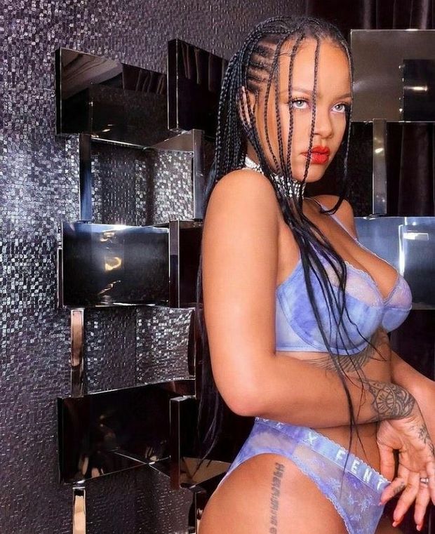 Rihanna in her SavageXFenty bra and panties