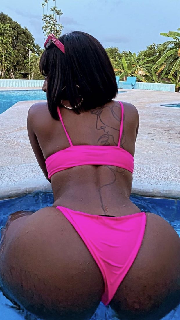 Amara La Negra in a Pink bikini