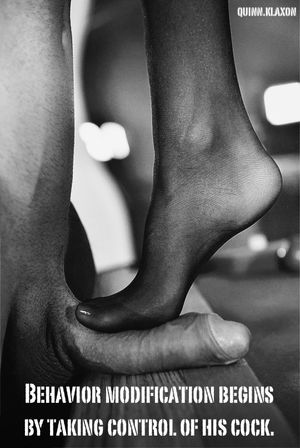 Behavior modification begins by taking control of his cock.