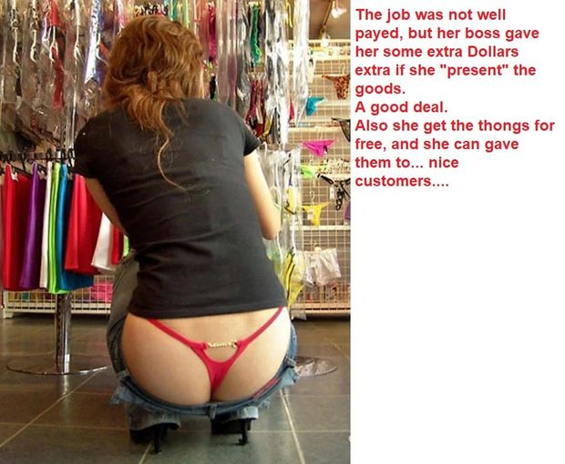 red hair, red thong