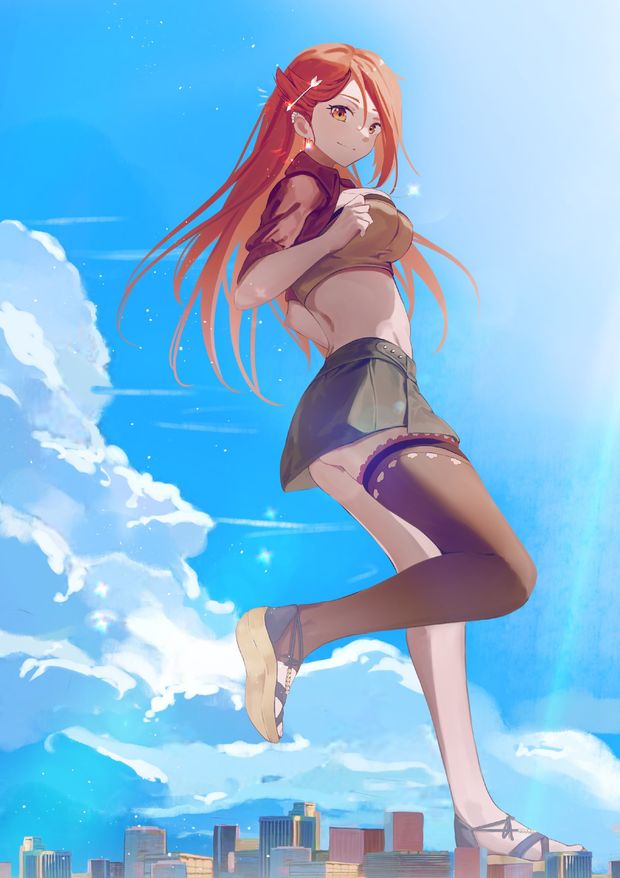 A hot redhead giantess notices you admiring her.