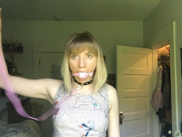Obedient blonde presents herself to you