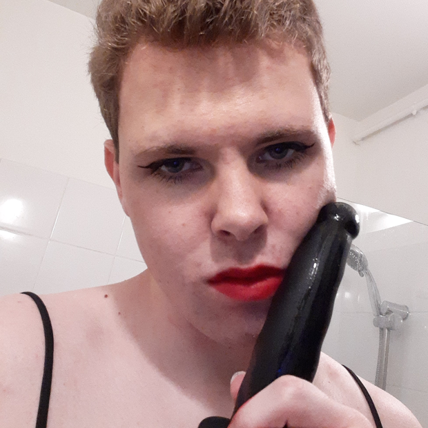 A sissy and her dildo