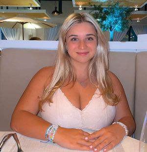 Kate big boobs white dress restaurant