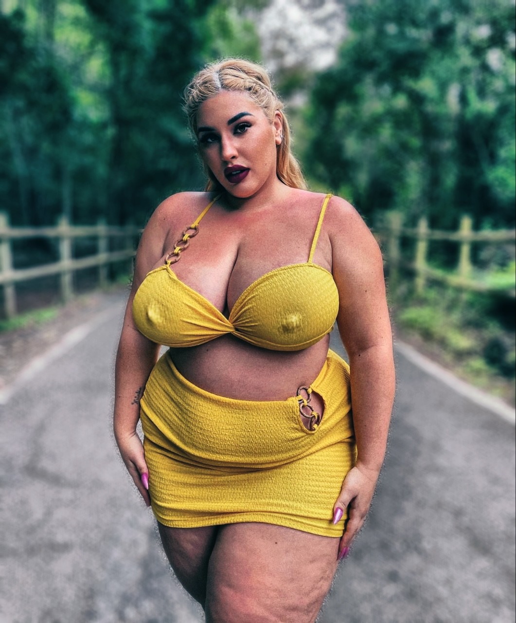 Evening walk without a bra