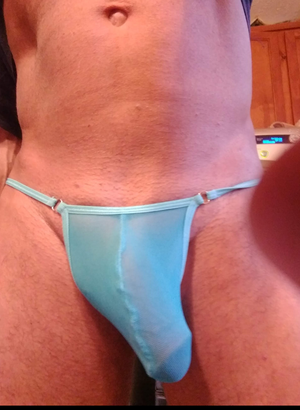 my big hard cock and balls in sheer panties, thong