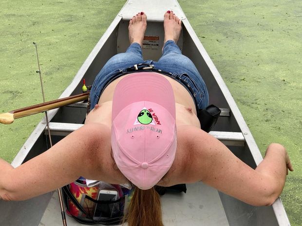 Topless canoeing