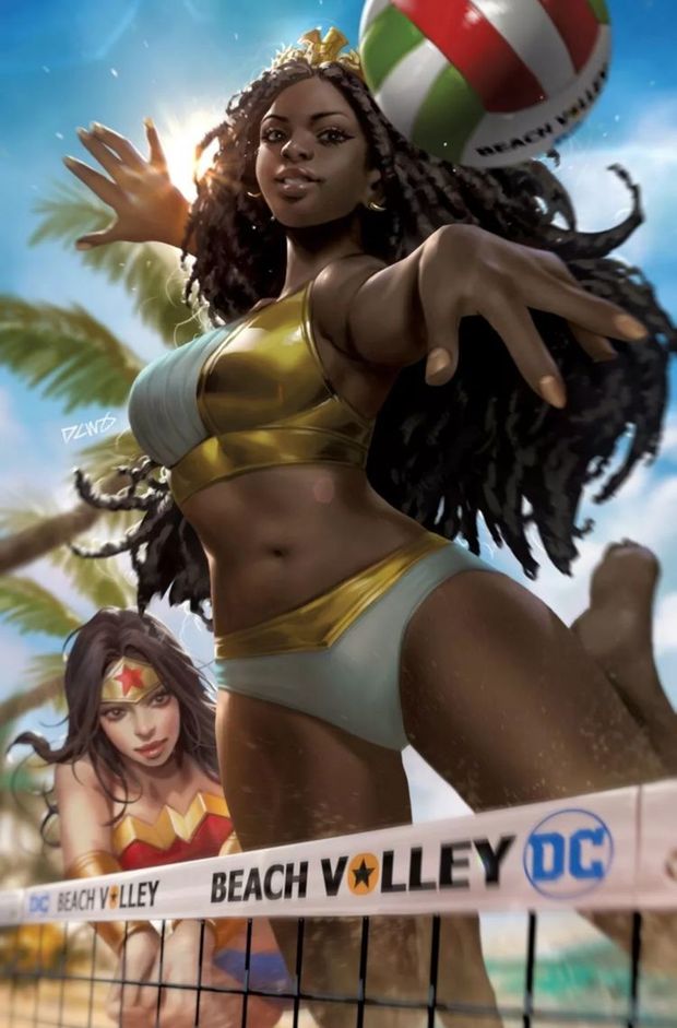 Nubia & Diana playing volleyball