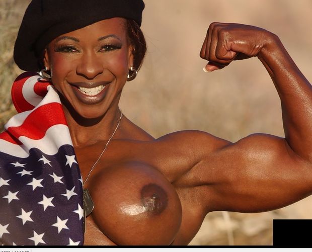 Lady Yvette w. Hearty Smile presenting Sexy Muscles as big as her Hot Boobs :)