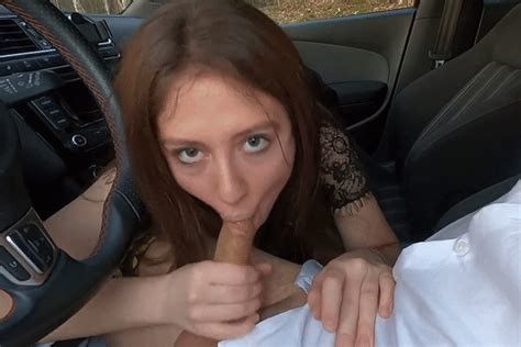 Beautiful brunette sucking, stroking and pleasuring a stiff, horny cock...