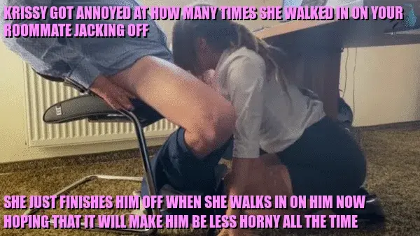 She thought if she emptied his balls he couldn't jack off anymore, but didn't realize how much he was enjoying dumb Krissy sucking him off