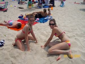 Emily Fink and Pammie Wagner at the beach