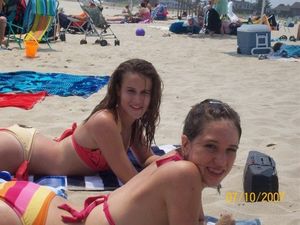 Emily Fink and Pammie Wagner at the beach
