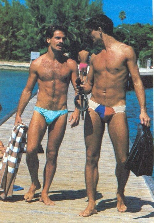 Speedo models in the trim natural bods of the 70's.