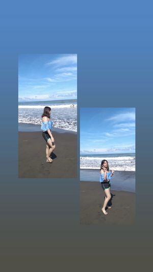 Prudish Filipina Ani at the beach by the ocean