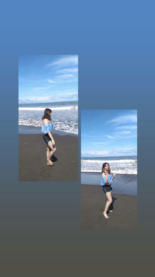 Prudish Filipina Ani at the beach by the ocean