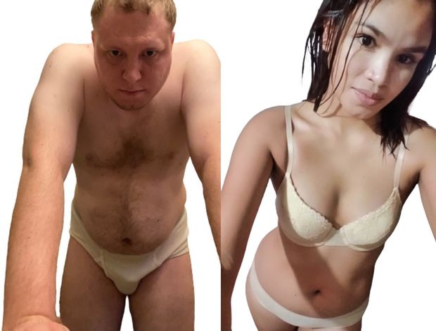 Collage of a male and female in underwear.