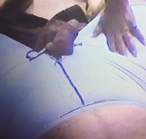 Girlfriend getting up after swallowing a load