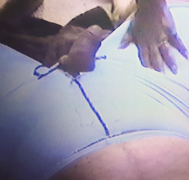 Girlfriend getting up after swallowing a load