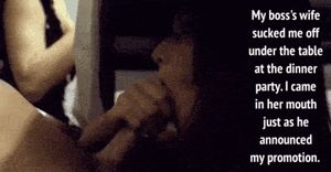 The boss's wife sucks my dick under his dinner table