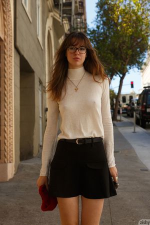 Braless on the street.