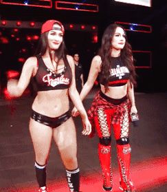 WWE SEXY DIVAS NIKKI BELLA W/ SIS BRIE BELLA - SEXY ARSE SWING DANCE IN REVERSE GIF!!