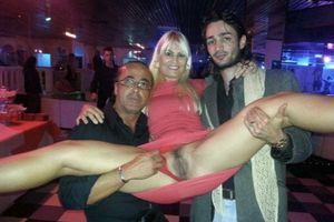 Sexy Party Slut Held up and Spread