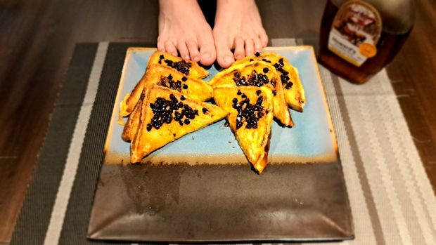 Asian slaves feet served with my french toast