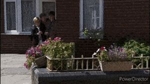 CORRIE'S KELLY - HOT BRIT BABE IN SEXY RED OUTFIT SEXY WALKING IN REVERSE GIF!!