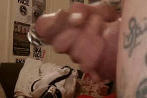 Playing with my fat, shaved, oiled cock x