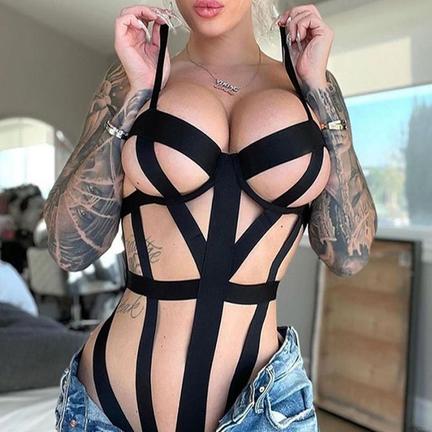 Sexy Bandage Bundle Teddy Tights Strappy One Piece Leotard Black Sleeveless Naughty Bodysuit For Women Lingerie