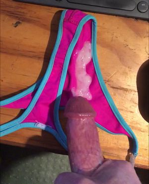 Cum on Pink and Blue Panties